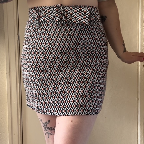 Urban Outfitters Retro Psychedelic Patterned Cotton Mini Skirt w/ Matching Belt - Picture 2 of 7